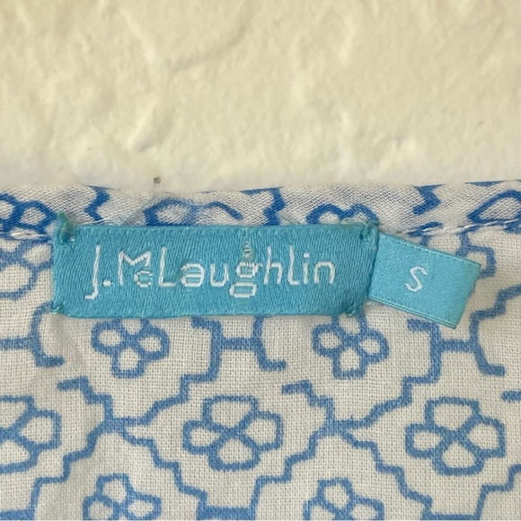 J McLaughlin Tunic Top S Coastal Boho Peasant Blouse Colorful Resort Beachwear - Picture 5 of 16